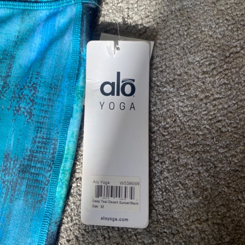 NWT Alo Yoga Goddess Ribbed Leggings (Blue & Black / Medium) - Picture 5 of 5